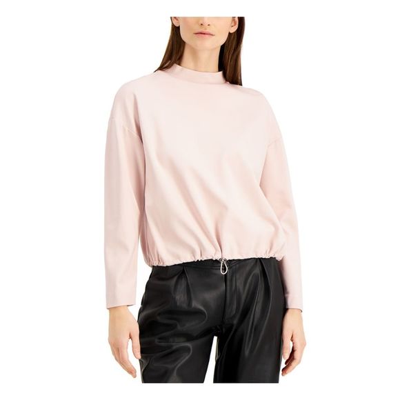 ALFANI Womens Pink Mock Neck Bunge--hem Long Sleeve Top XXL